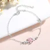 Designer Sakura Bracelet 925 Argent Main Incrusté Rose Strass Papillon Polyvalent Classique Lumière Bijoux De Luxe Bracelet De Charme De Haute Qualité