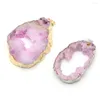 Colares pendentes 40-50x30x6mm de cristal de cristal rosa irregular Bud rosa prateado jóias de pedras naturais que produzem acessórios de colar de presente Party1pc