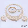 Handmade Women Italian Gold Color Crystal Necklace Earings Bangle Ring Wedding Party Gifts Bride Jewelry Set