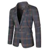 Herrenanzüge Herren Casual Sport Slim Fit One Button Check Print Blazer Leichter Jackenanzug für Herren