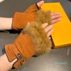 Wełniane futrzane rękawiczki designerskie zimowe kobiety