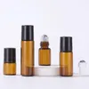 Garrafas de armazenamento 6pcs 1ml 2ml 3ml 5ml rolo âmbar para óleos essenciais roll-on recarregáveis frasco de perfume desodorante recipientes