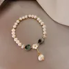 Pulseras de eslabones Coreano Dulce Cristal Diseño de nicho femenino Aventurina verde Fresa Pulsera de perlas con cuentas para mujeres Lady Girls Verano