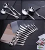 Zestawy naczyń stołowych 12PCS Retro Luksusowy Złoty Zetek Festiwal Wedding Straine Stołka stołowa ze stali nierdzewnej Silverware Flastuware Knife Fork Spoon