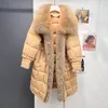 Bontjas designer jassen vossenbontkraag witte ganzendonsjas dames lange donsjas parka's dikke warme winterkleding dames windjacks