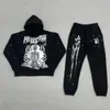 SUSuit da donna S Trackuits Hellstar Mens Hip Hop Graphic Print Tracksuit Fashion Pantaloni Casual Sude Felpa con cappuccio pantaloni da binario a due pezzi Y2K Stume 231124