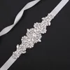 Wedding Sashes Nzuk Silver Crystal Bridal Belt Handmade Rhinestone voor avondfeestjurkaccessoires