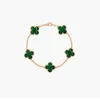 Luxury Classic 4/Four Leaf Clover Charm Armband Rose Gold Five Flower White Shell Armband Silver Agate Armband High Version Lucky Clover Five Flower Armband