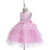 Girl Dresses Baby Dress Children Elegant Flower V-Neck Ball Gown Kids Christening Princess Vestidos Toddler Birthday Baptism