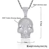 Pendant Necklaces Hip Hop CZ Stone Paved Bling Iced Out Pure Silver Color Skeleton Skull Pendants Necklace For Men Rapper Jewelry DropPendan