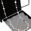 Pendant Necklaces Classic Simulated Pearl Women Girls Long Strand Sweater Camellia Necklace Jewelry Party Gift