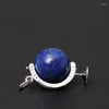 Anhänger 925 Sterling Silber Globus Anhänger Halskette Halsketten Für Frauen Natürlichen Lapis Lazuli Stein Edlen Schmuck
