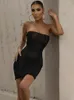 Casual Dresses Sexig stropplös för kvinnor sommaren 2023 White Black Bodycon Mini Dress Party Night Club Outfits C66-BI17