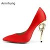 Dress Shoes Novelty Hippocampus-Shaped Strange High Heel Woman Sexy Pointed Toe Luxury Satin Slim Women's Pumps