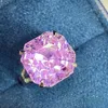 Anillos de racimo LR Kunzite 13.88ct Joyería fina Sólido 18K Oro Naturaleza Limpia 18ct Piedras preciosas Diamantes Mujer para mujer Anillo