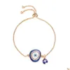 Catena Evil Eye Braccialetti a catena regolabili Occhi azzurri Bracciale con ciondoli Gioielli bohémien Braccialetti con gioielli con consegna a goccia Dhpqs