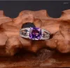 Кластерные кольца Amethyst Ring Natural Real 925 стерлинговое серебро 48 -миллиметровое гем -фиолетовое кристалл для женщин или мужчин