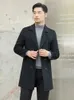 Мужское шерстяное двустороннее пальто на осень и зиму, мужское длинное пальто с воротником в деловом стиле, темпераментное кашемировое шерстяное пальто 231123