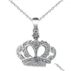 Pendant Necklaces Queen Crown Pendant Necklace Cubic Zirconia Necklaces For Mom Women Fashion Jewelry Drop Delivery Jewelry Necklaces Dhkvz