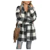 Women'S Jackets Femmes Vestes Femmes Automne Hiver En Peluche Plaid Revers Long Manteau Manches Bouton Épaissir Chaud Mode Coréenne Veste Drop D Otoey