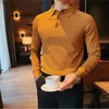 Polos masculinos 100% CTTON Brand Clothing Men Procura de alta qualidade Algodão puro Camisas pólo longas e mae Slim Fit Polo Tops Tops S-3xl 230424