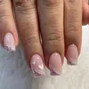 Unhas falsas glitter coração impresso rosa falso material seguro de longa duração à prova d'água para mulheres e meninas salão de beleza