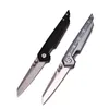 A1909 Pocket Folding Knife 440C Satin Blade Space Aluminum Handle Outdoor Camping Hiking Fishing EDC Knives with Nylon Bag