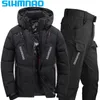 Autres articles de sport Costume de pêche imperméable d'hiver Veste en duvet d'oie pour hommes Pantalon tactique Chaud Ski de neige Alpinisme Chasse Sportswear 231123