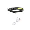 New USB Rechargeable COB LED Headlight Waterproof Sensor Headlamp Lamp with Built-in Battery Flashlight Outdoor Lighting Work Light