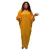 Casual klänningar afrikansk stil stor storlek kvinna klänning pärlor satin vestido kläder lösa maxi