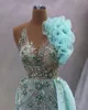 2023 апрель Асо Эби Кристаллы Тристаллы платье небо голубая русалка вечерняя вечеринка второй прием с днем ​​рождения платье платья платья руля