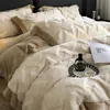 Conjuntos de cama Super Macio Inverno Veludo Fleece Cama Quente Imitação Coelho Pelúcia Duvet Cover Set Cobertor Bed Sheet Set Colcha Fronhas 231123