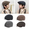 Hats Winter Hat For Girls Boys Vintage Octagonal Newsboy Kids Children Beret Caps Photography Props Child 52/54 P230424