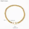 Bracelet Perle Corail Bijoux Femmes Cadeau Haute Qualité Boule En Acier Imperméable Mat Givré 18k Plaqué Or Inoxydable Bracelet Élastique