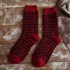 Women Socks Ladies Warm Knee Womens Winter Autumn Wool Fleece Mid Tube Houndstooth Printing Stockings Over The Calf