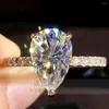 Cluster Rings 18K AU750 Rose Gold Women Ring Moissanite Diamonds 1 2 3 4 5 CT PEAR WATER DROP Wedding Party Betrokkenheid Jubileum Trendy