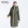 Donsparka's voor dames MIEGOFCE 2023 wintercollectie Eenvoudige lange jas Winddicht jack met capuchon Imitatiebont stiksel Ontwerp Casual parka D23736 231123