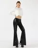 Womens Pants Capris Metallic Shinny Flared Sequins High Waist Stretchy Bell Bottom Flare Tall Girl Disco Wide Leg 231123