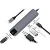 Adaptateur USB C vers HDMI + USB3.0 + RJ45 + PD 5 en 1, multi-ports Gigabit Lan, prise en charge de la station Hub en alliage d'aluminium 4K