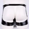 Sexy lingerie Panties Men's PVC bright leather underwear Hollow ass shorts