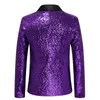 Mens Suits Blazers Shiny Purple Sequin Glitter Empelled Tuxedo Suit Jacket Men One Button Shawl Collar Night Club Stage Wedding Costume Homme 231123