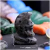 Stone Moon Face Skl Statue Natural Stone Amethyst Crystal Reiki Healing Carved Stereoscopic Quartz Figurer Crafts Home Dro Dhgarden Dhmou