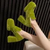 Klänningskor Chunky Mary Janes Women Platform High Heels Sandaler Designer Sexiga pumpar Square Toe Casual Walking Zapatos 2023 Summer