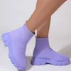 Laarzen merk vrouwen enkel laarzen lichtgewicht casual schoenen voor vrouwen wig mode mode sok laarzen breien winter medium buis platform laars 230422