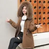 Parka en duvet pour femmes, veste d'hiver Slim avec col en fourrure, vêtements chauds pour la neige, vêtements rembourrés, manteau Long, doublure en laine, Parkas à capuche, y231123, 2023