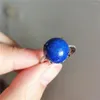 Anelli a grappolo Genuine Natural Royal Blue Lapis Lazuli Clear Gem Stone Regolabile Wedding Lady Man Ring Size Love