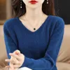 Women's Sweaters Winter Women Sweater V-Neck Knitted Pullover 100% Mink Cashmere Jumper Female Solid Color Soft Super Warm Sweater S-2XL 16 Color 231124