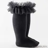 Calzini per bambini Calzini per neonate Autunno Inverno Bambini per bambini Calzini alti al ginocchio in cotone morbido Puffy Mesh Fiore di pizzo Tubo Calzino per bambini Calcetines R231204