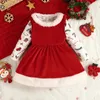 Girls Dresses Christams Baby Clothes Winter Christmas Pattern Clothing Golden Velvet Lace Kids for Girl Spring 124M 231124