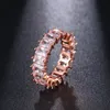 Mens Fashion Hip Hop Sieraden Iced Out Glanse Baguatte Ring Yellow Gold Gepated Brass CZ Ring Leuk cadeau voor vriend